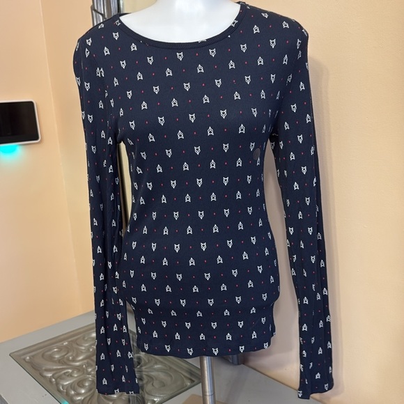 Prince & Fox Large NWT ribbed crewneck long sleeve fox pattern thermal comfy - Picture 1 of 11
